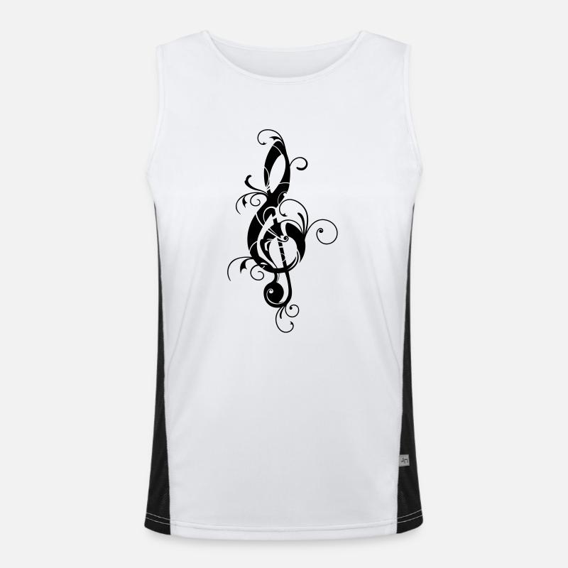 Clef, note, sheet, music, musical, notes, classic - Men's Functional Contrast Tank Top - white/black