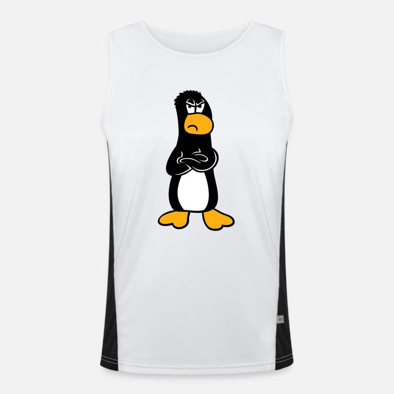 Pinguin Wütend beleidigt verschränkte Arme sauer Funktionelles Kontrast-Tank Top für Männer 