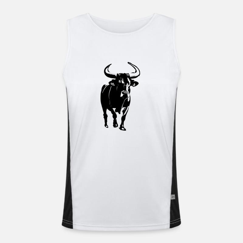 BULL - Men's Functional Contrast Tank Top  - white/black