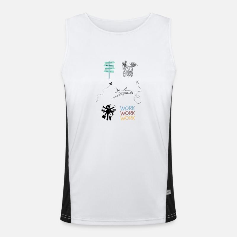 Work vs. Vacation - Men's Functional Contrast Tank Top  - white/black