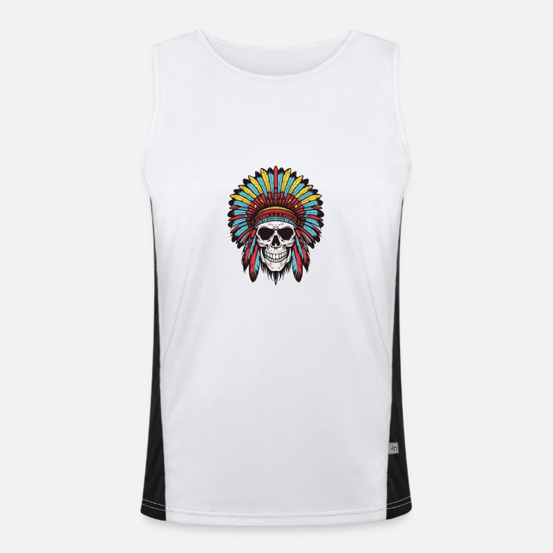 Apache Indianer Häuptling Totenkopf Funktionelles Kontrast-Tank Top für Männer 