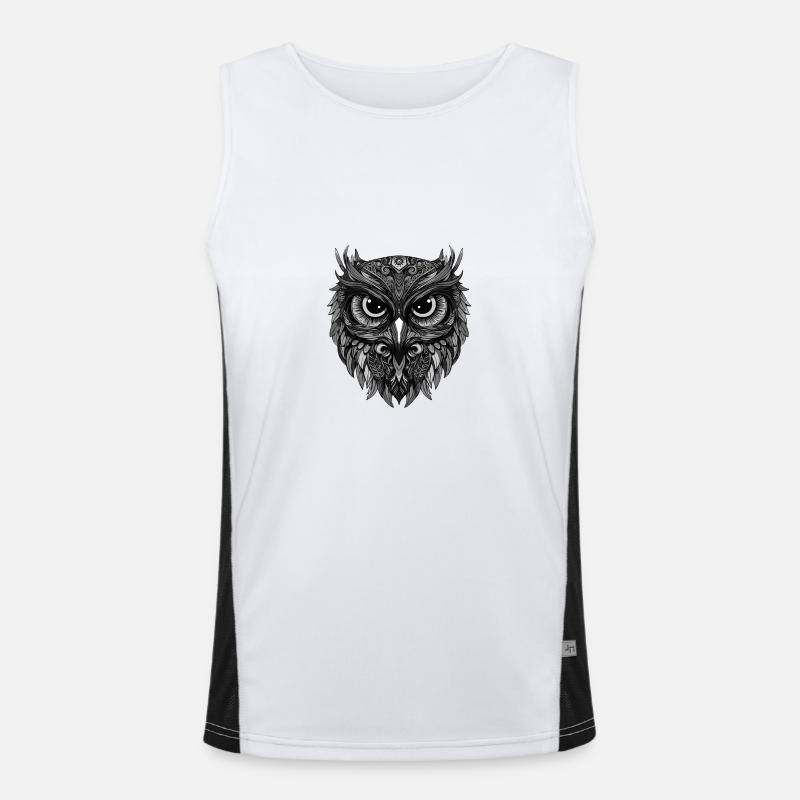 Eule Portrait Funktionelles Kontrast-Tank Top für Männer 