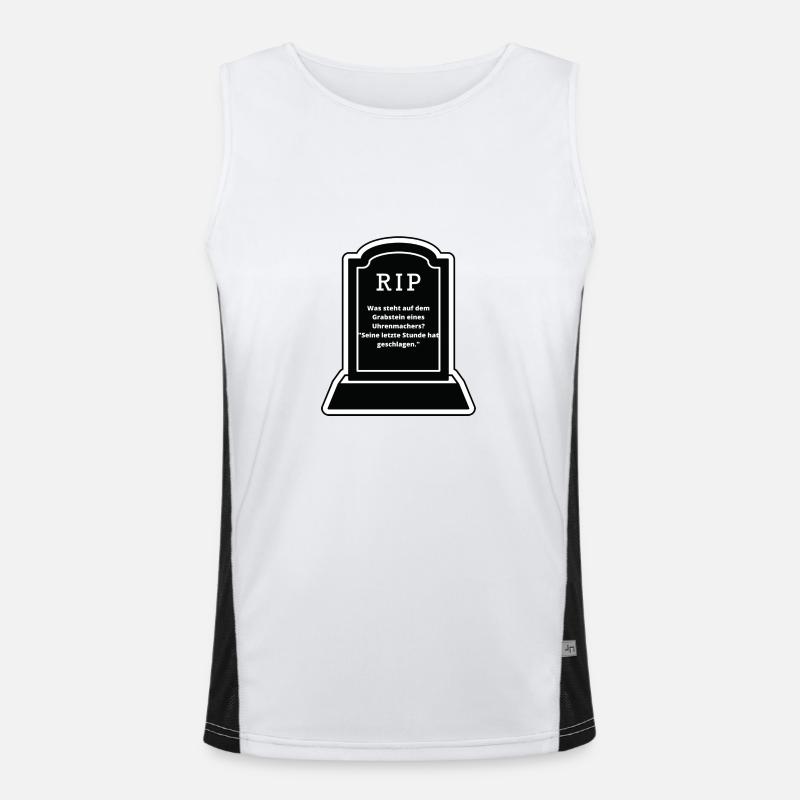 Was steht auf dem Grabstein eines Uhrenmachers Funktionelles Kontrast-Tank Top für Männer 