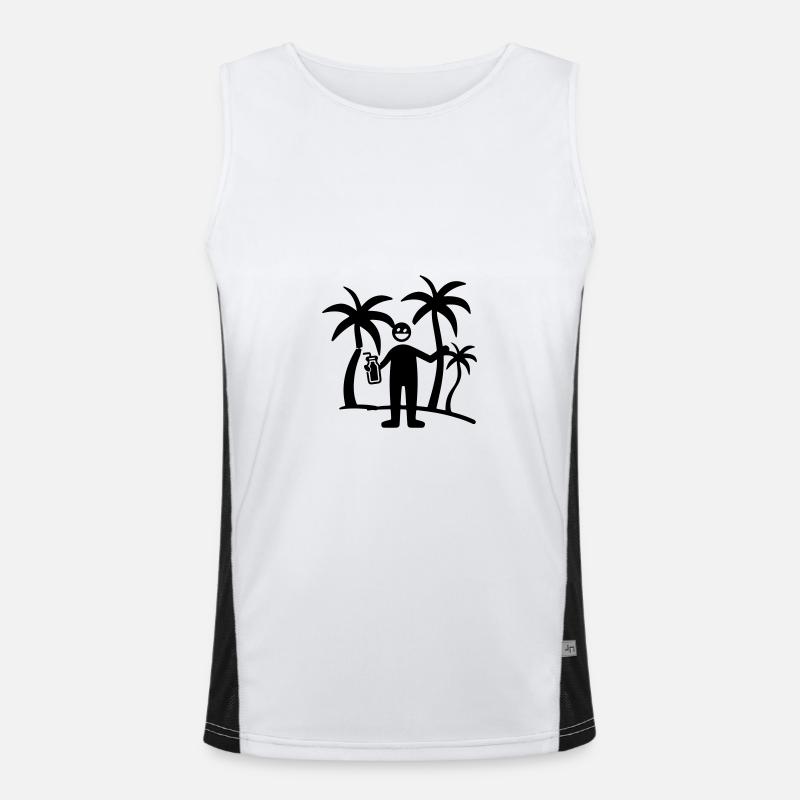 Island Symbol Palm Trees Funny Men's Functional Contrast Tank Top 