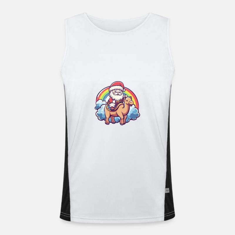 Kamel Weihnachtsmann Regenbogen Funktionelles Kontrast-Tank Top für Männer 