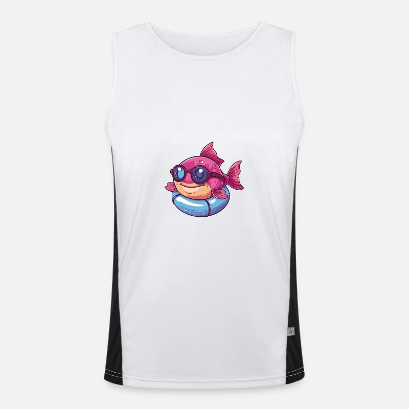 Piranha Fish Comic Cool - Men's Functional Contrast Tank Top - white/black
