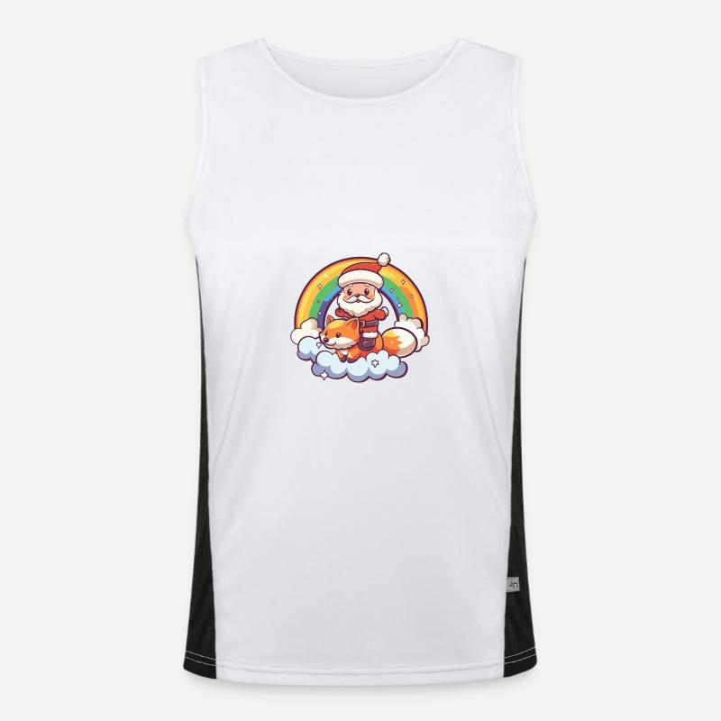 Fuchs Weihnachtsmann Regenbogen Funktionelles Kontrast-Tank Top für Männer 