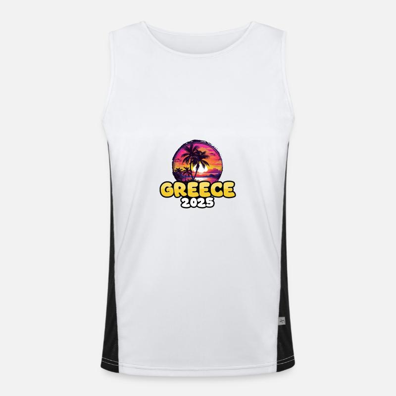 Grèce 2025 Palmiers Multicolore Débardeur respirant contrasté Homme 