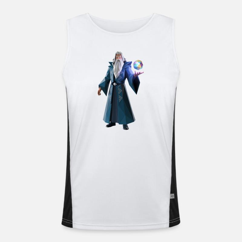 Wise Wizard - Cooles Low-Poly-Logo Funktionelles Kontrast-Tank Top für Männer 