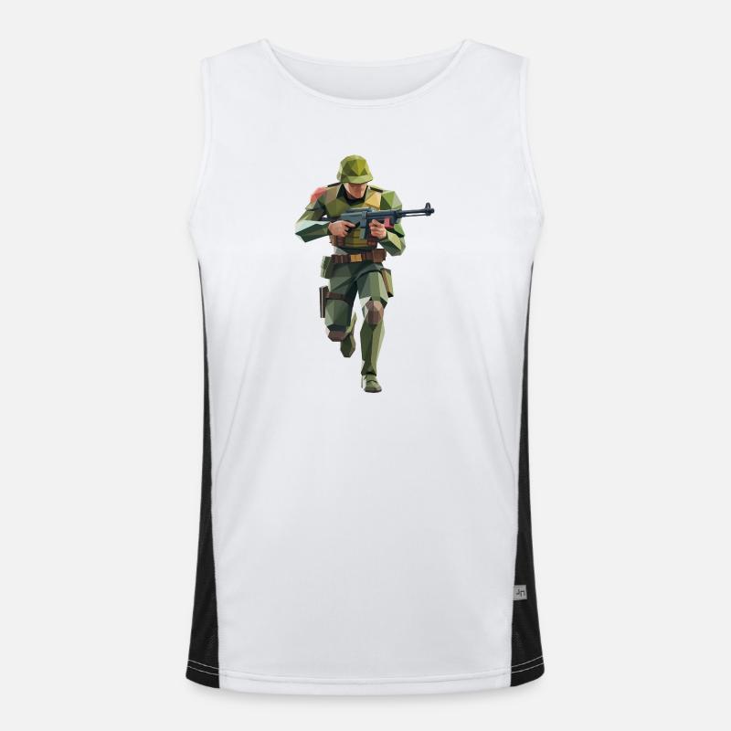 Army Soldier - Cool Low Poly Logo Men's Functional Contrast Tank Top 