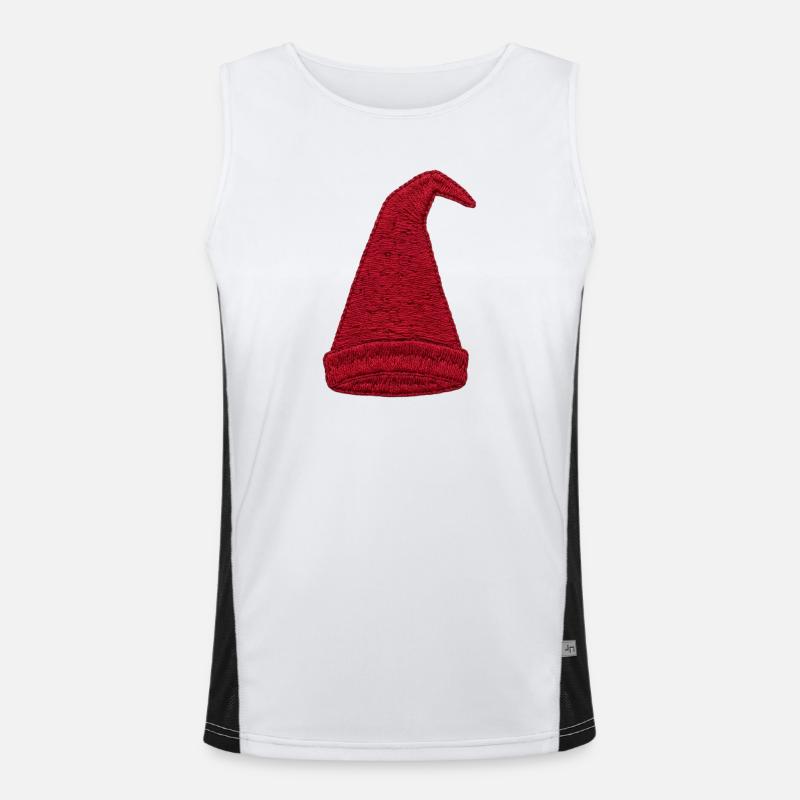 Gnome hat in embroidered look (printed) - Men's Functional Contrast Tank Top  - white/black