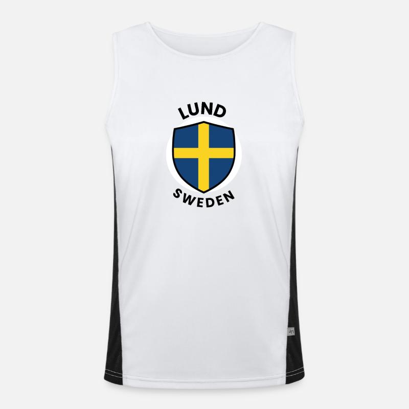 Lund Shield-Flagge in Schweden Funktionelles Kontrast-Tank Top für Männer 
