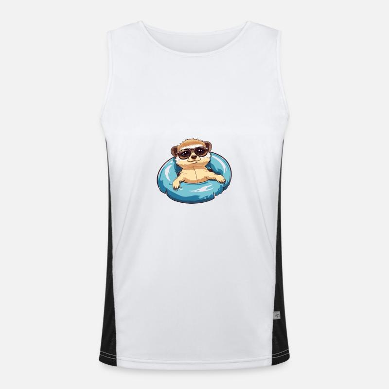 Meerkat Comic Cool - Men's Functional Contrast Tank Top - white/black