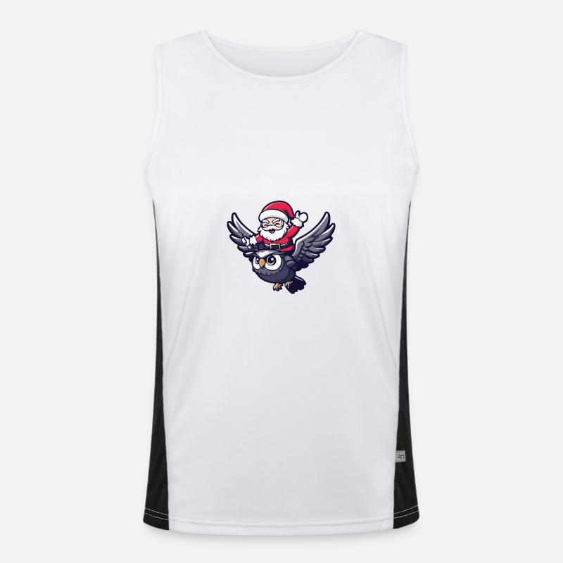 Eule Weihnachtsmann Funktionelles Kontrast-Tank Top für Männer 
