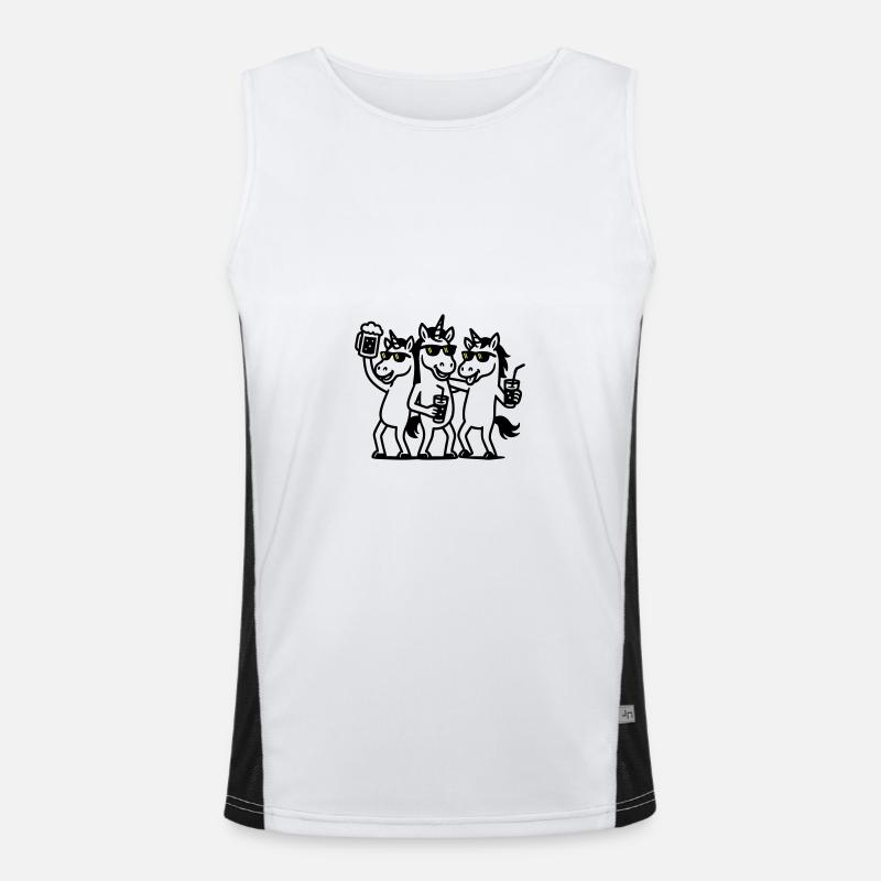 Unicorn Beer Party Men's Functional Contrast Tank Top 