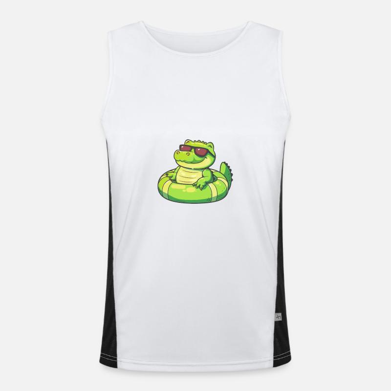 Alligator Comic Cool - Men's Functional Contrast Tank Top - white/black