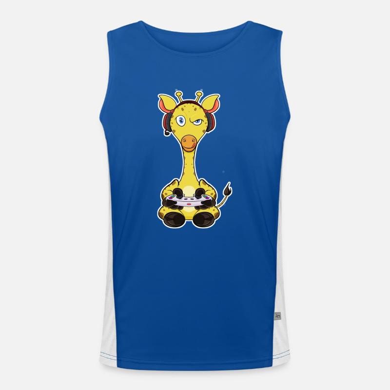 Giraffe With Gaming Controller I Funny Gaming I Funktionelles Kontrast-Tank Top für Männer 