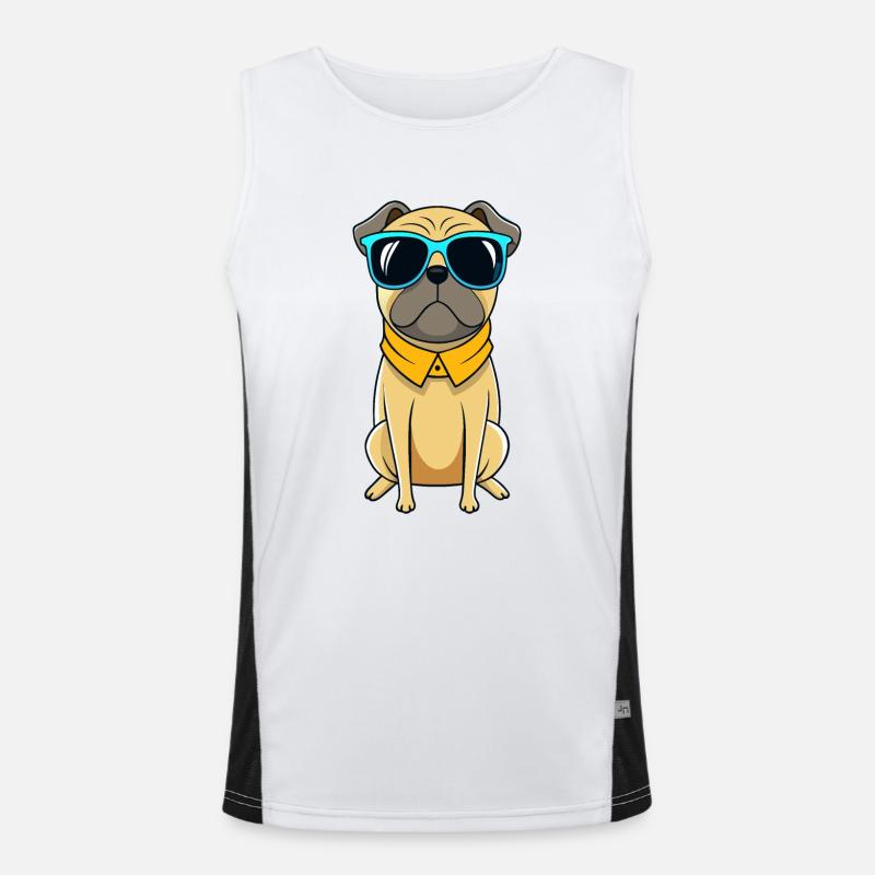 Cool Pug with Sunglasses Men's Functional Contrast Tank Top 