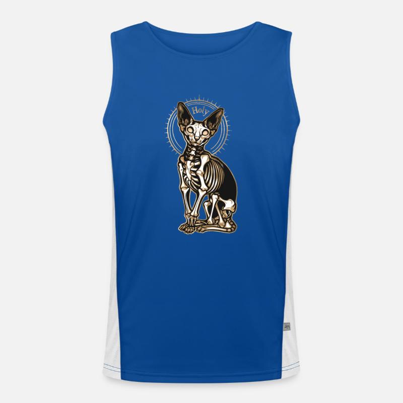 Cat Sphinx Skeleton Tattoo Men's Functional Contrast Tank Top 