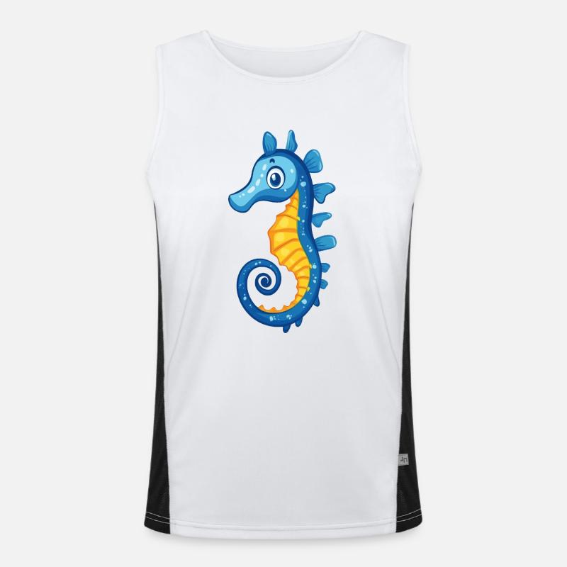 Hippocampe bleu Débardeur respirant contrasté Homme 