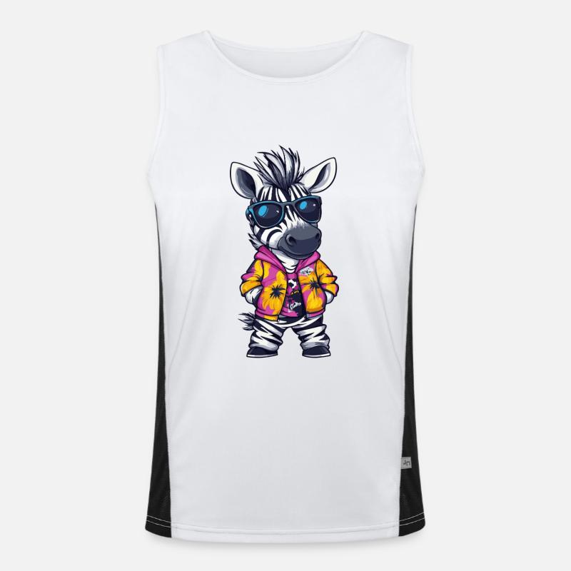 Zebra Comic Funny Summer - Men's Functional Contrast Tank Top - white/black