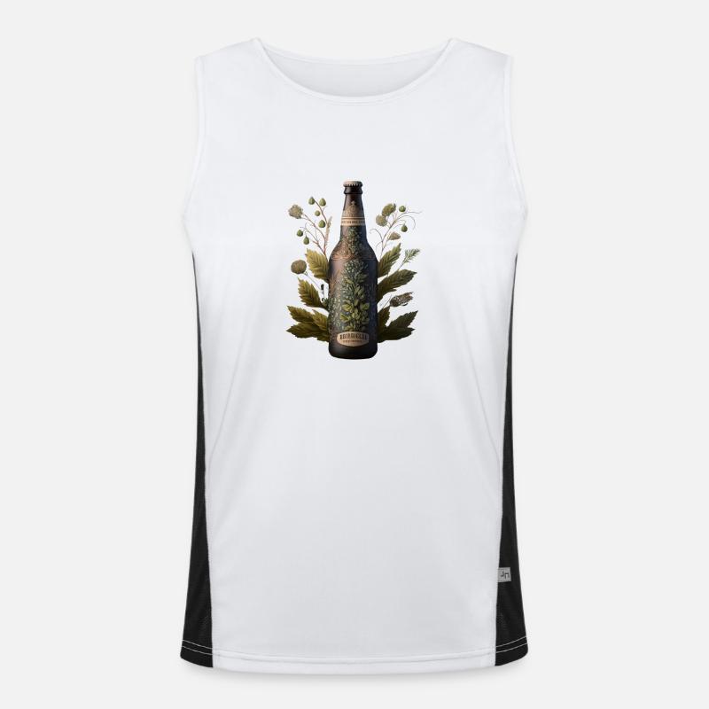 Craft beer bottle with hops - for beer lovers Men's Functional Contrast Tank Top 