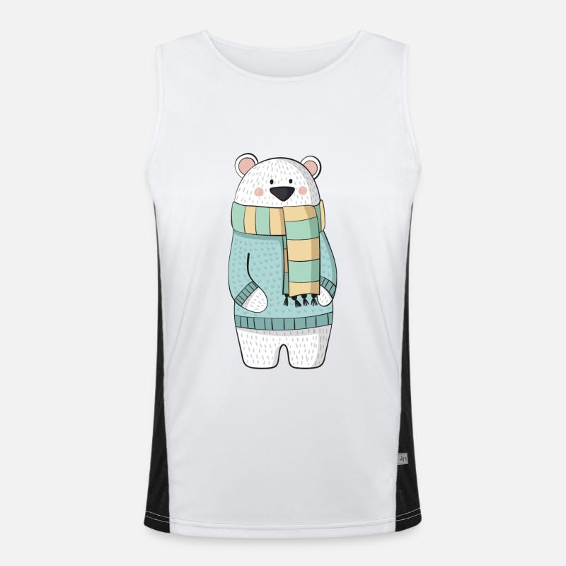 Eisbär mit Schal und Pullover Funktionelles Kontrast-Tank Top für Männer 