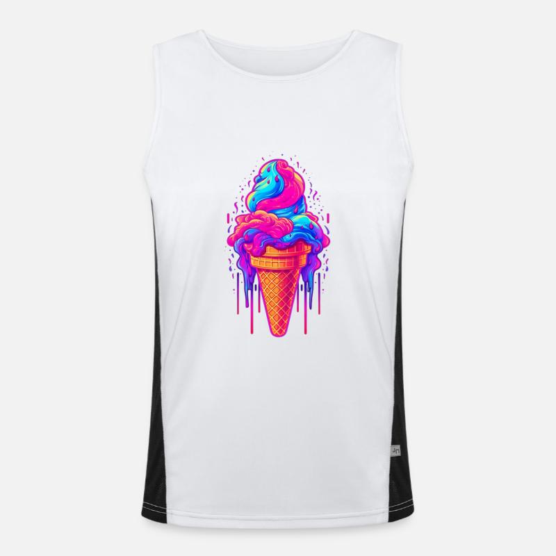 Retro Eiscream Eis Waffeleis für eine Eis Funktionelles Kontrast-Tank Top für Männer 