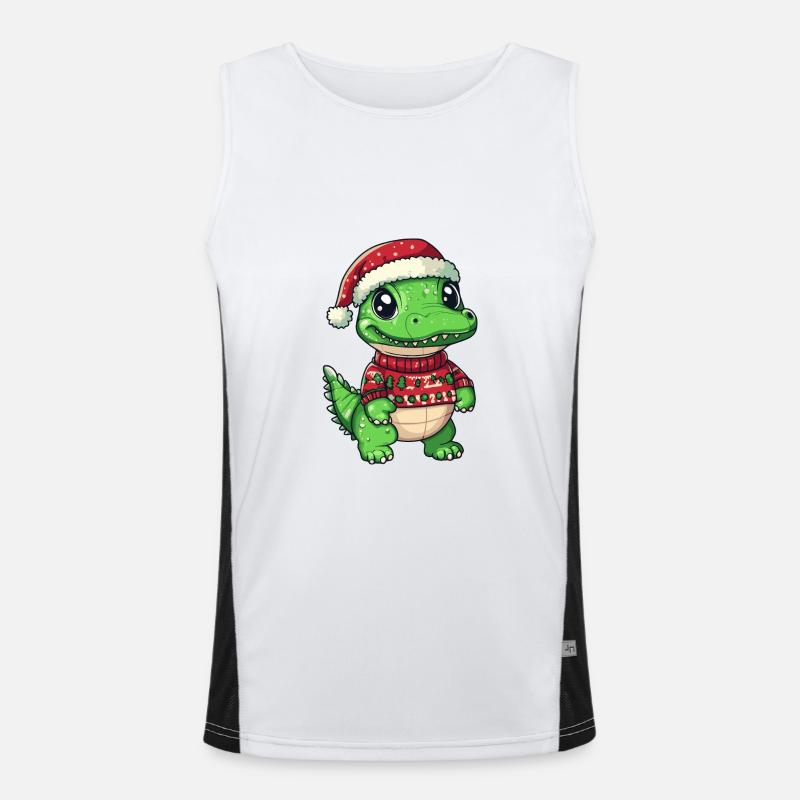 Alligator Christmas Comic - Men's Functional Contrast Tank Top  - white/black