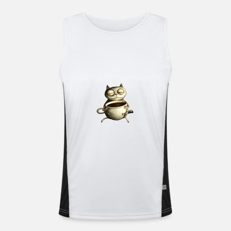 Cat is drinking a coffee Men's Functional Contrast Tank Top 