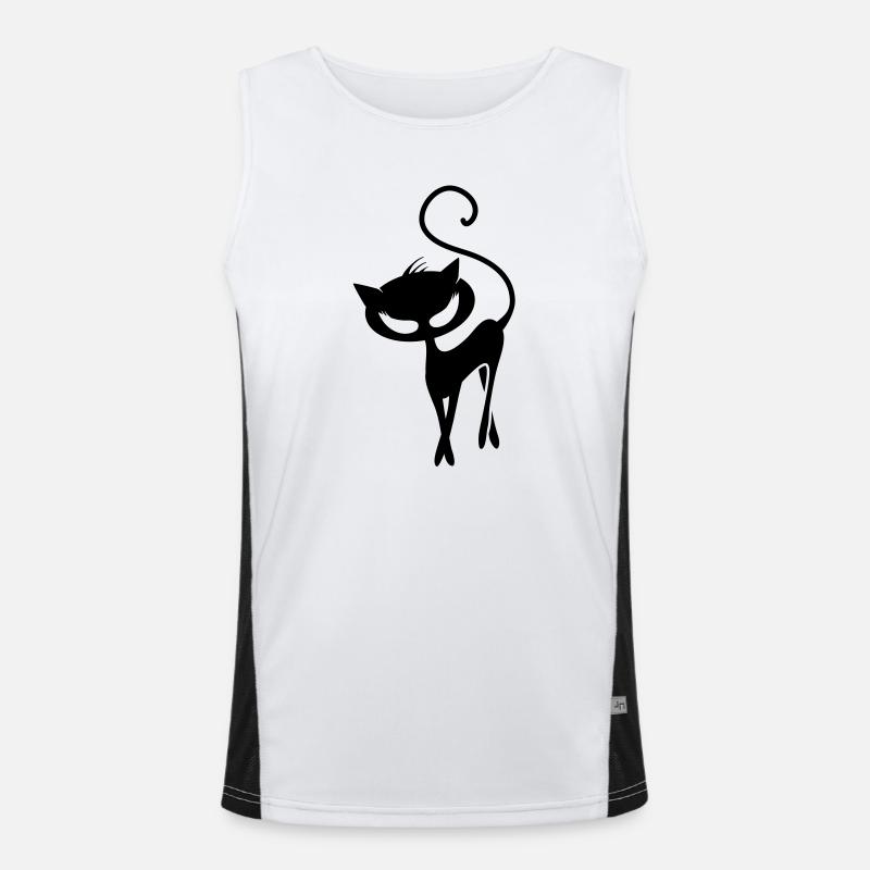 schwarze Katze Funktionelles Kontrast-Tank Top für Männer 