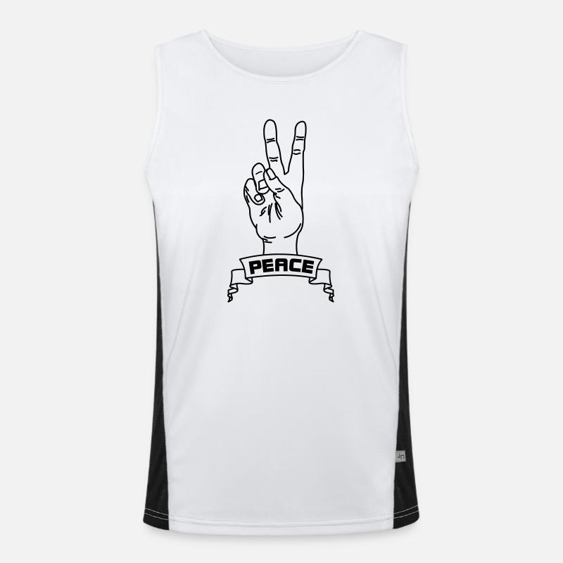 Handgesten Frieden mit Friedenstext Funktionelles Kontrast-Tank Top für Männer 