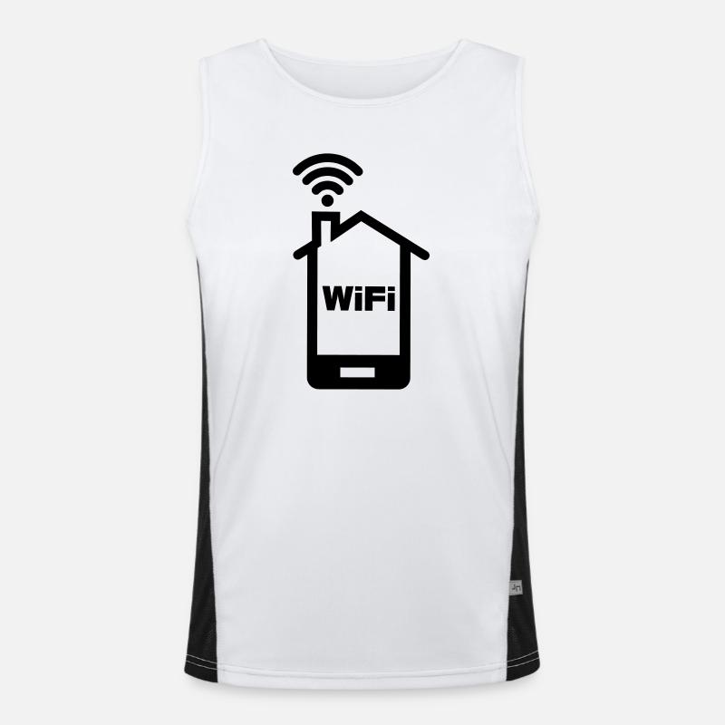 Smartphone Home Logo Home mit Text WIFI Funktionelles Kontrast-Tank Top für Männer 