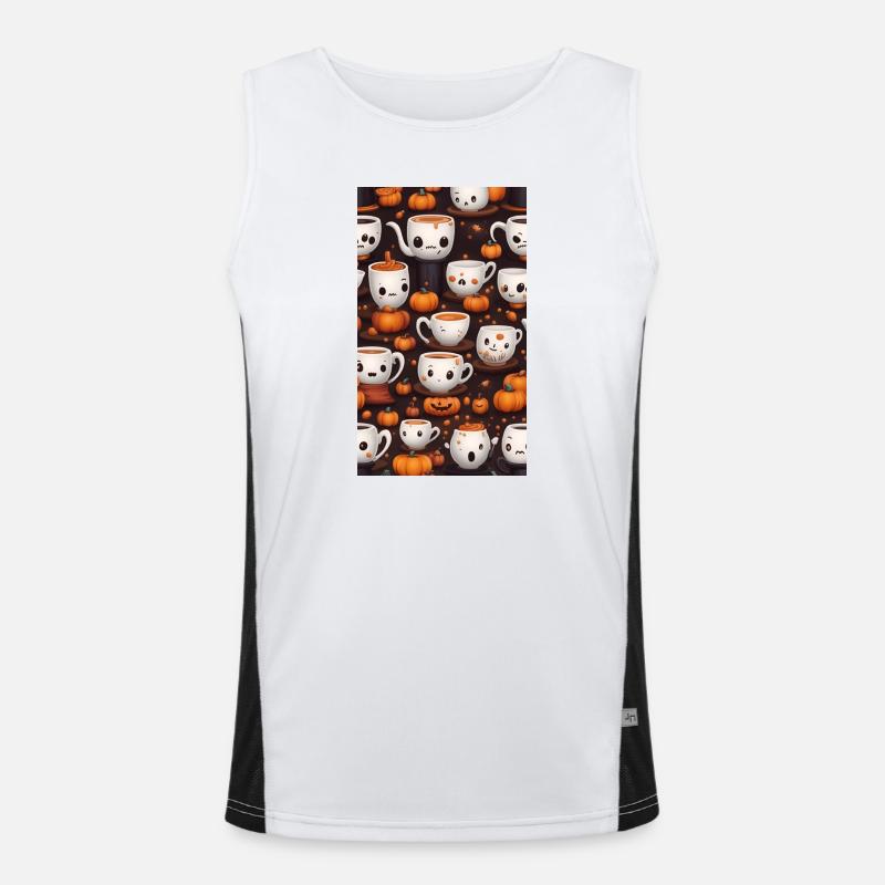 Cute and Macabre Halloween Coffees Men's Functional Contrast Tank Top 