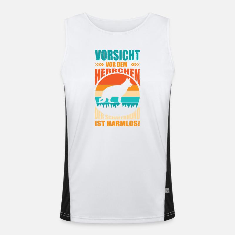 Schäferhund Geschenke Hund Herrchen Gassi - Funktionelles Kontrast-Tank Top für Männer  - Weiß/Schwarz