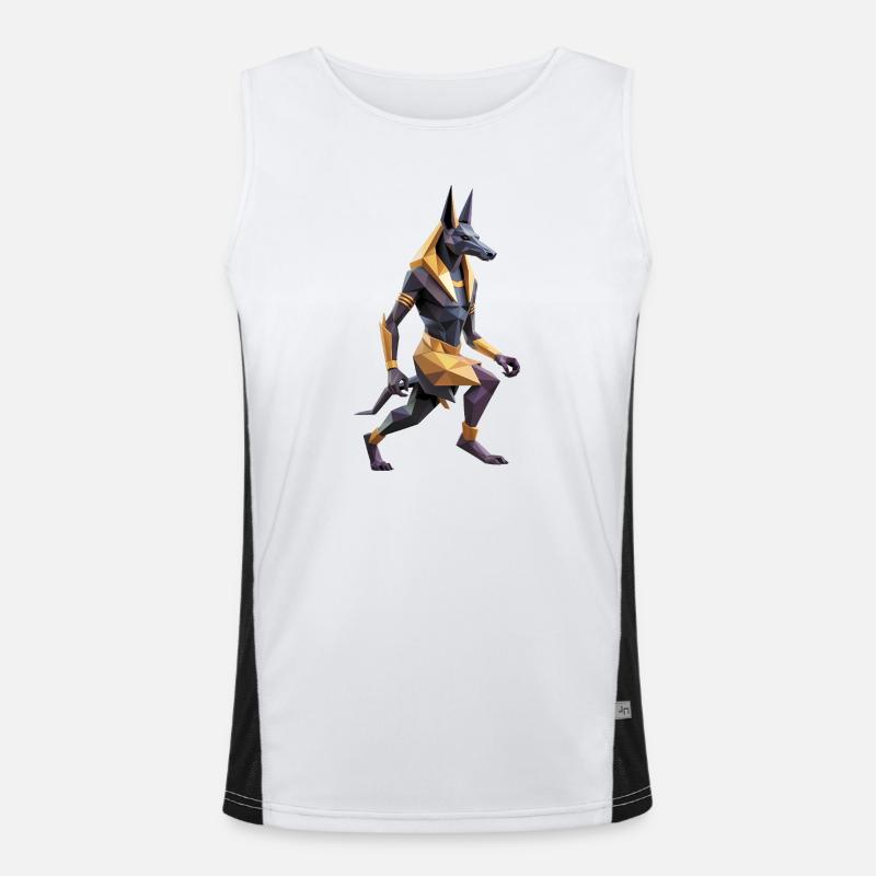 Anubis - Cooles Low Poly Logo Funktionelles Kontrast-Tank Top für Männer 