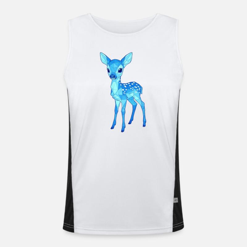 Blauer Low-Poly Hirsch Funktionelles Kontrast-Tank Top für Männer 