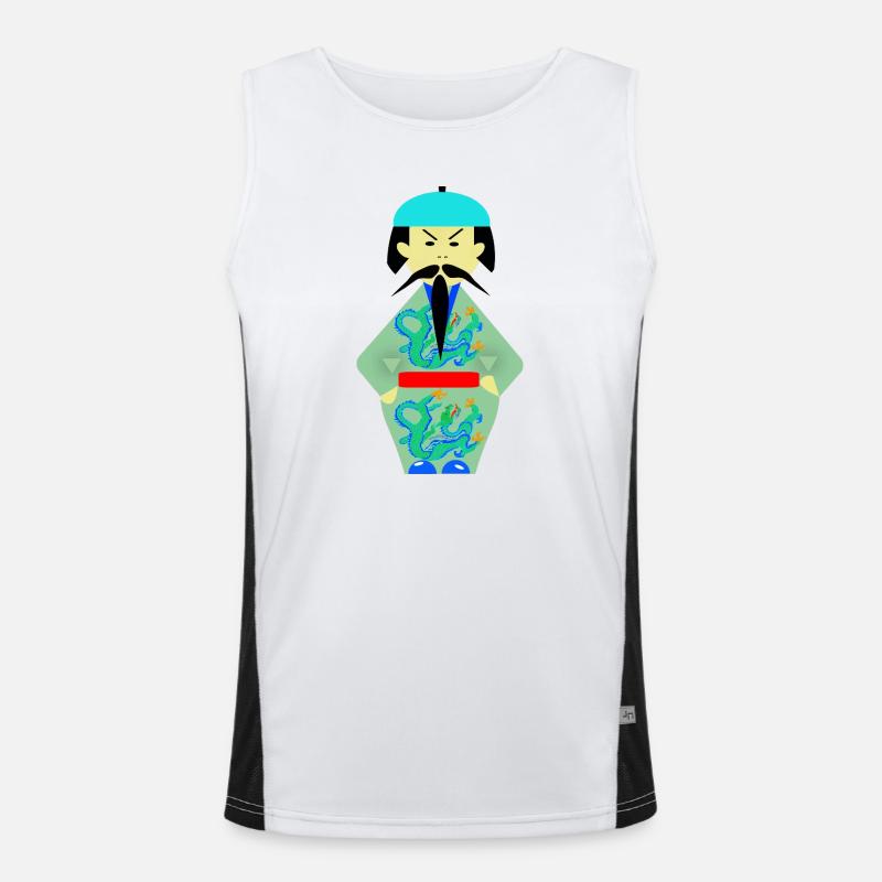 Ancestral Warrior with Green Dragon Men's Functional Contrast Tank Top 