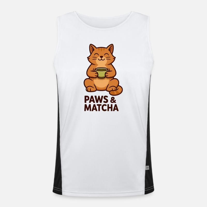Paws & Matcha Cat Men's Functional Contrast Tank Top 