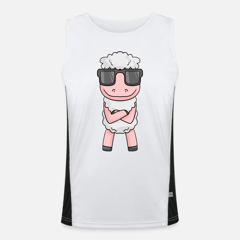 cooles Schaf mit Sonnenbrille Funktionelles Kontrast-Tank Top für Männer 