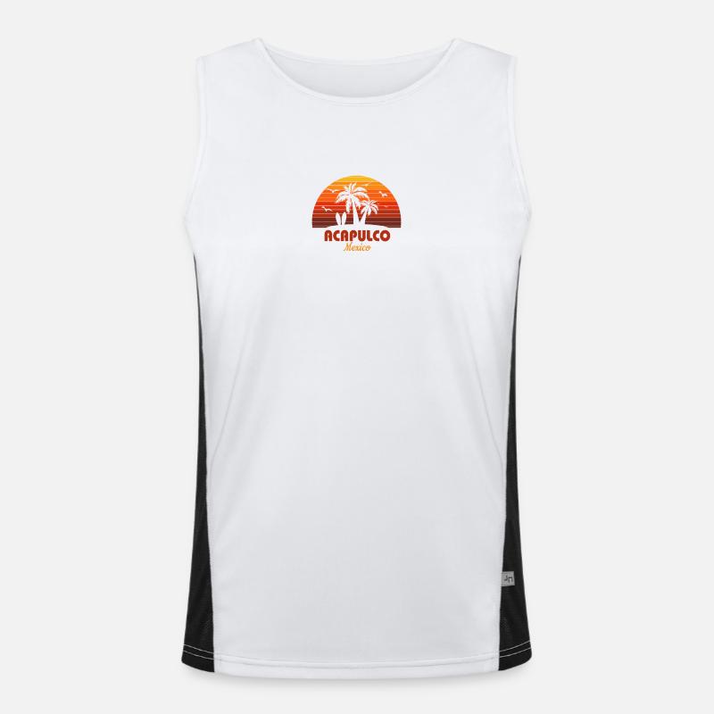 Cool Acapulco Mexico Beach Sunset Souvenir Men's Functional Contrast Tank Top 