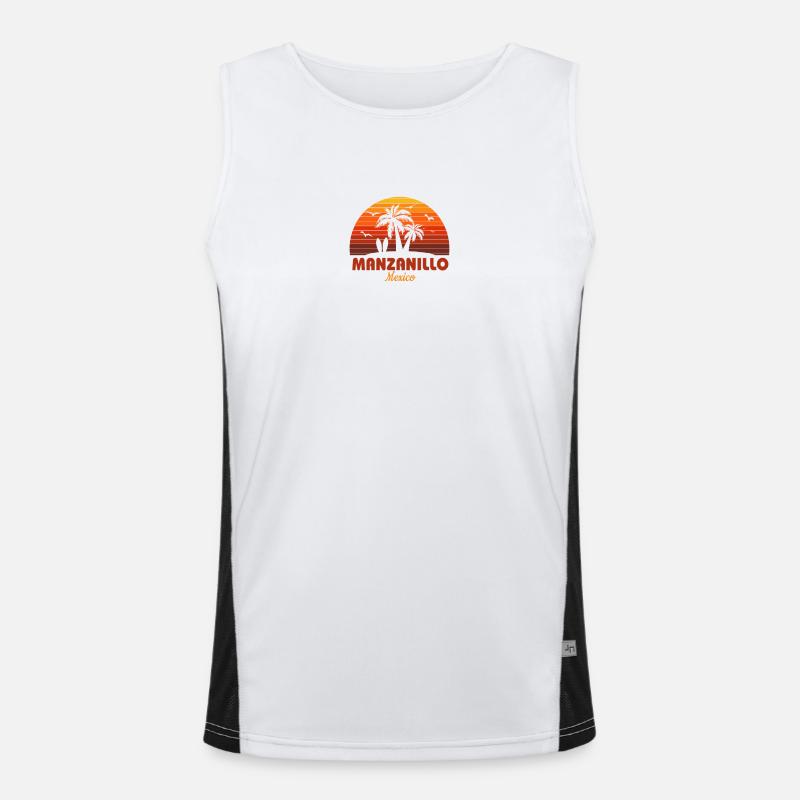 Cool Manzanillo Mexique plage coucher de soleil Souvenir Débardeur respirant contrasté Homme 