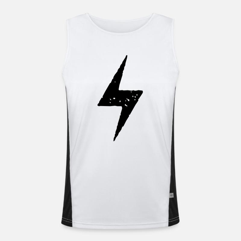 Blitz Strom Symbol Funktionelles Kontrast-Tank Top für Männer 