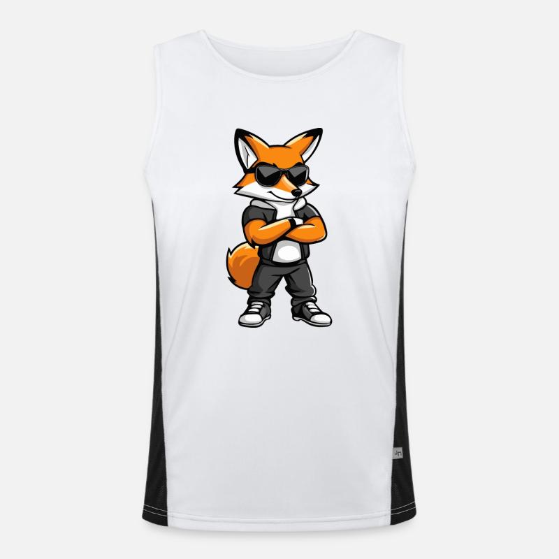 Fox Comic - Men's Functional Contrast Tank Top  - white/black