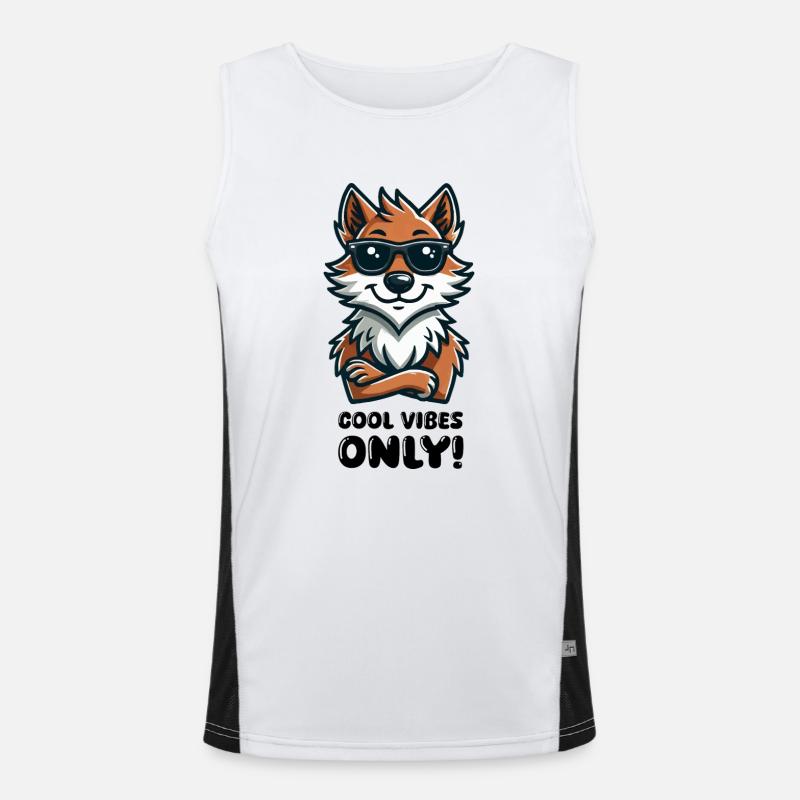 wolf sonnenbrille comic Funktionelles Kontrast-Tank Top für Männer 