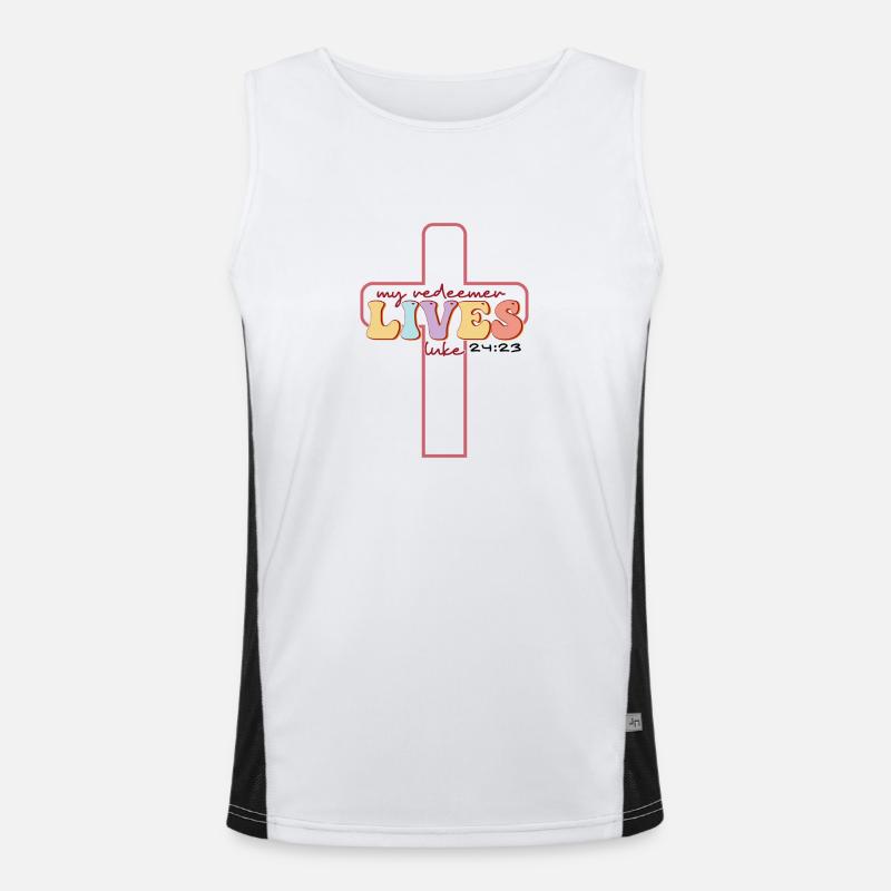 My Redeemer lives Men's Functional Contrast Tank Top 