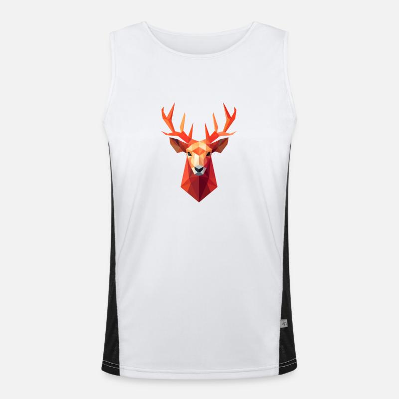 Deer Deer Head Low Poly Logo Design Débardeur respirant contrasté Homme 
