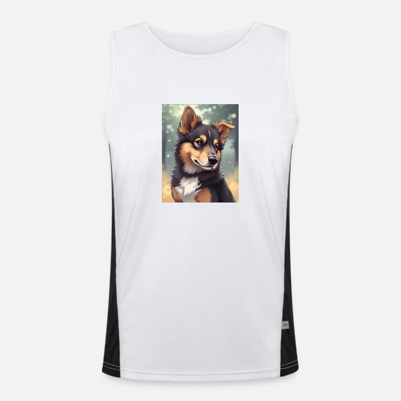 Cute Dog in Anime Style Men's Functional Contrast Tank Top 
