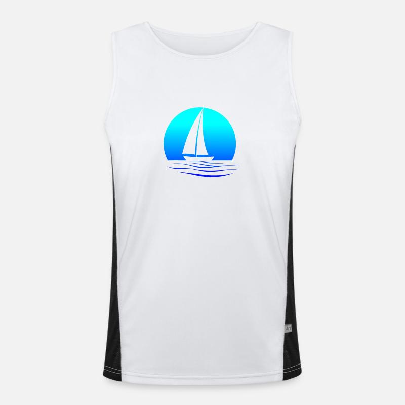 Sailboat design with teal gradient Men's Functional Contrast Tank Top 