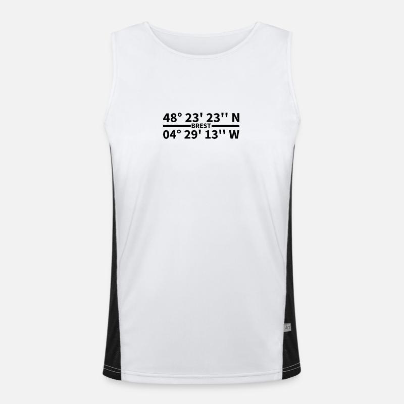 Brest coordinates - Men's Functional Contrast Tank Top  - white/black